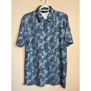TravisMathew Blue Tie Dye Pineapple Print Performance Polo Shirt Golf Tropical M